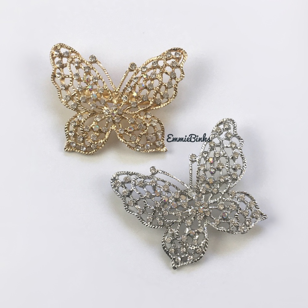 ✨3for$38 New Vintage Style Filigree Rhinestone Butterfly Brooch Pin ~ Vintage - Picture 1 of 16
